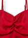 Red 1980s Bow Off-Shoulder Satin Side Slit Midi Dress - vintage dress, retro fashion, elegant red