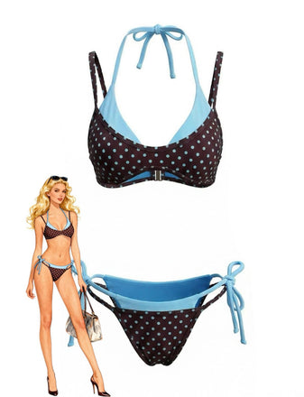 1980s Faux Two-Piece Tie-Side Bikini Set - vintage swimwear, retro swimsuit, pin-up style for vintage lovers