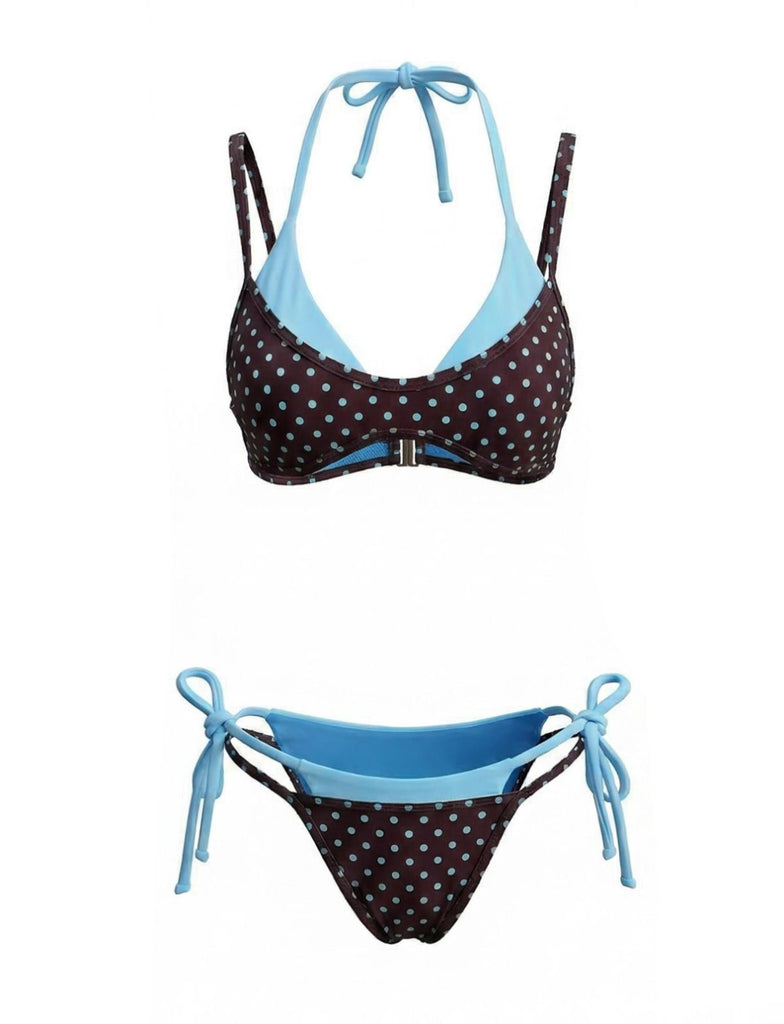 1980s Faux Two-Piece Tie-Side Bikini Set: beautiful vintage swimwear, retro swimsuit, pin-up style with timeless appeal