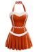 1980s Flannelette Pom Pom Reindeer Dress - vintage dress, retro fashion