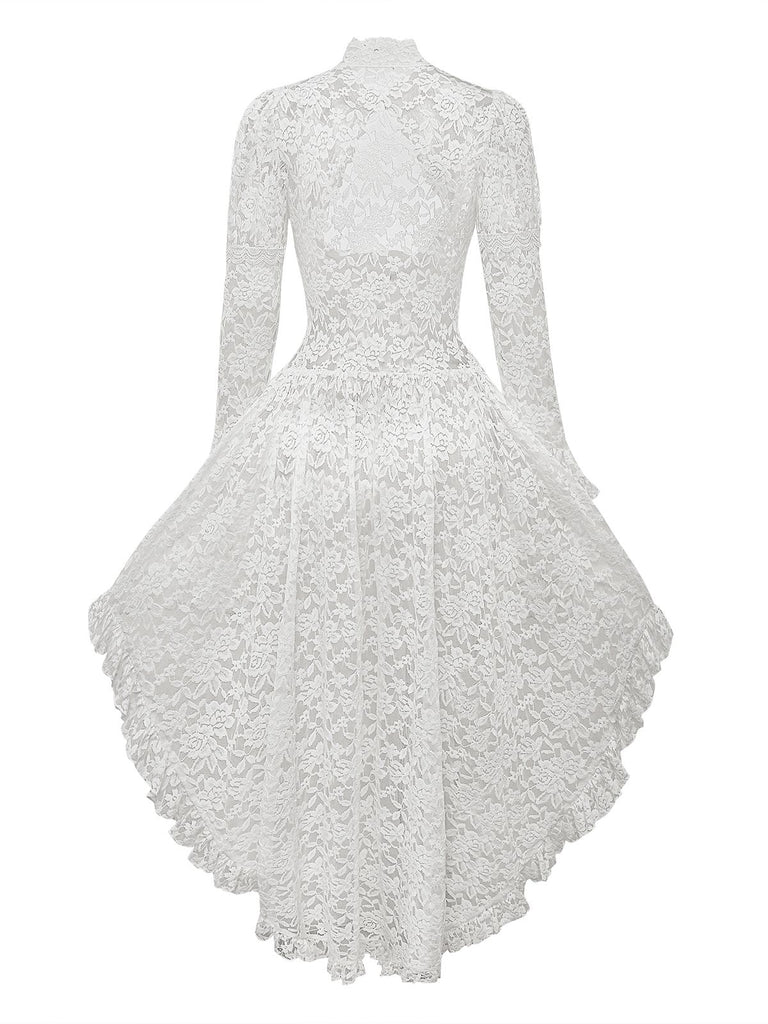 1980s Gigot Sleeve Victorian Lace Dress - vintage dress, retro fashion