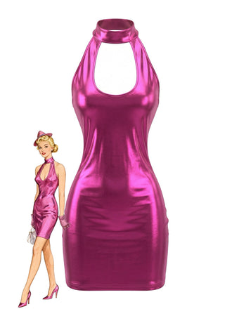 1980s Glossy Patent Leather Disco Dress - vintage dress, retro fashion for vintage lovers
