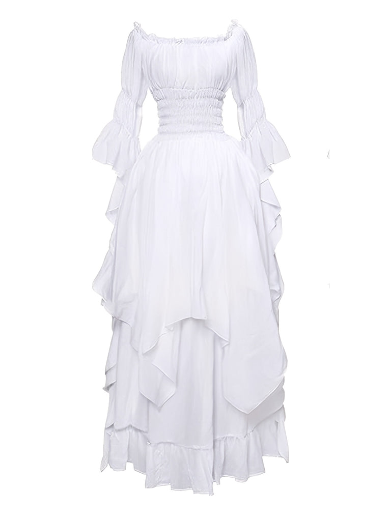 1980s Gothic Bell Sleeve Irregular Hem Dress - vintage dress, retro fashion