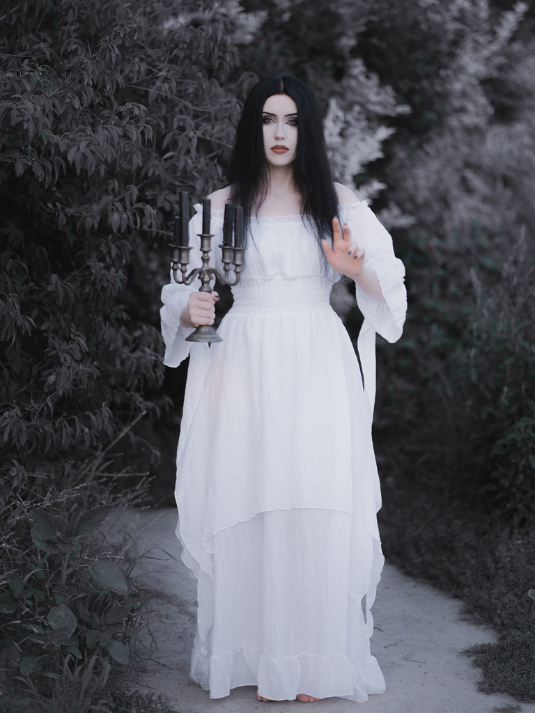 1980s Gothic Bell Sleeve Irregular Hem Dress, vintage dress, retro fashion - vintage inspired fashion