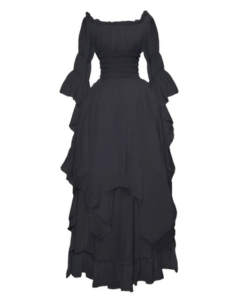 1980s Gothic Bell Sleeve Irregular Hem Dress - vintage dress, retro fashion