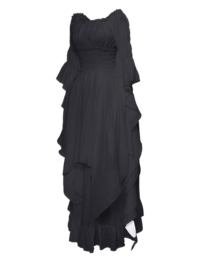 1980s Gothic Bell Sleeve Irregular Hem Dress - vintage dress, retro fashion