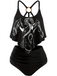 This 1980s Gothic Dragon Back-Cross Ruffle Swimsuit carries 1980s vacation dreams in every stitch