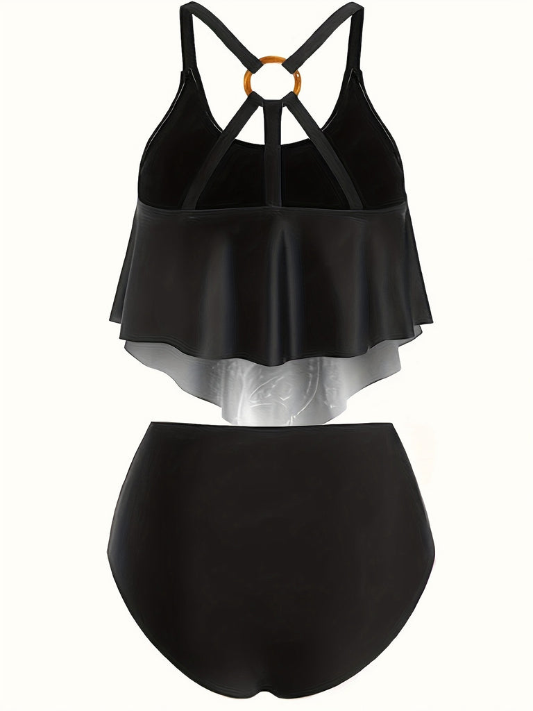 1980s Gothic Dragon Back-Cross Ruffle Swimsuit — because 1980s glamour never goes out of style