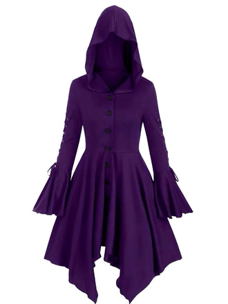 1980s Gothic Hooded Punk Long Jacket - vintage fashion, retro style