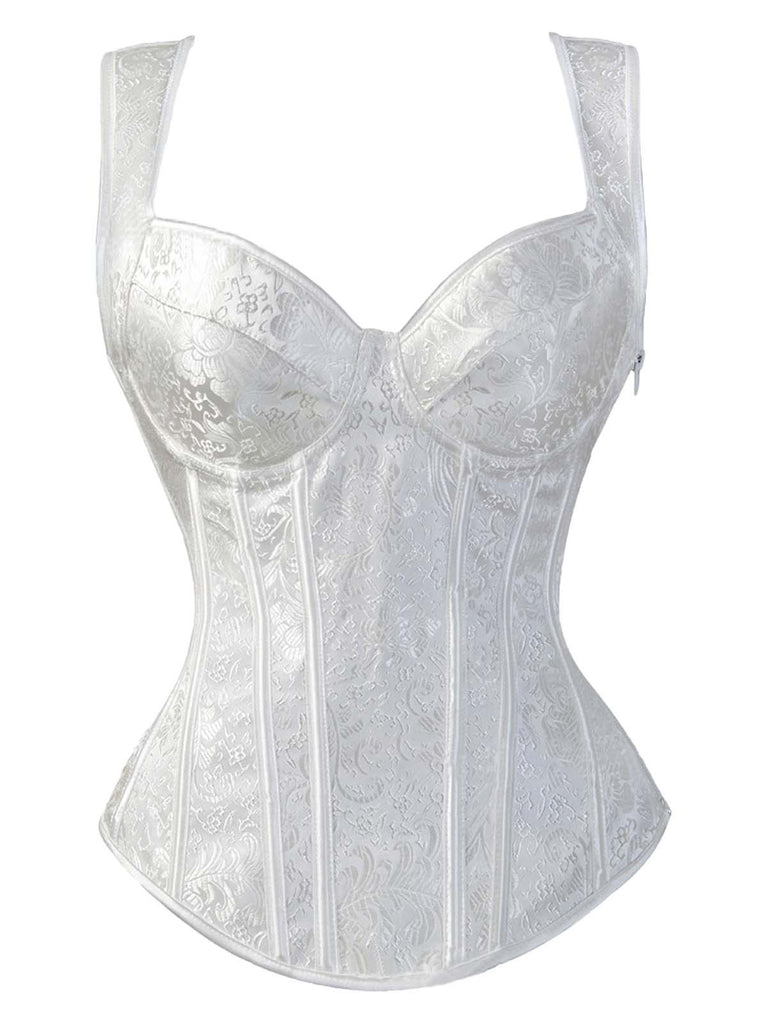 1980s Gothic Jacquard Sweetheart Neck Lace-Up Corset - vintage fashion, retro style
