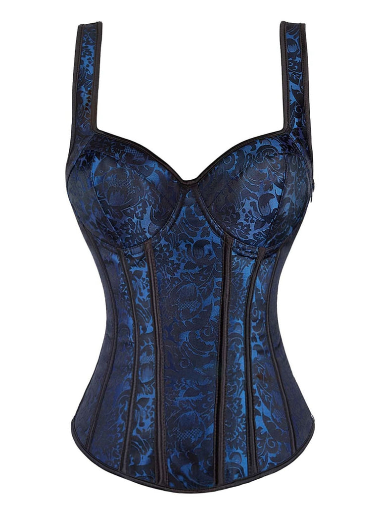 1980s Gothic Jacquard Sweetheart Neck Lace-Up Corset - vintage fashion, retro style