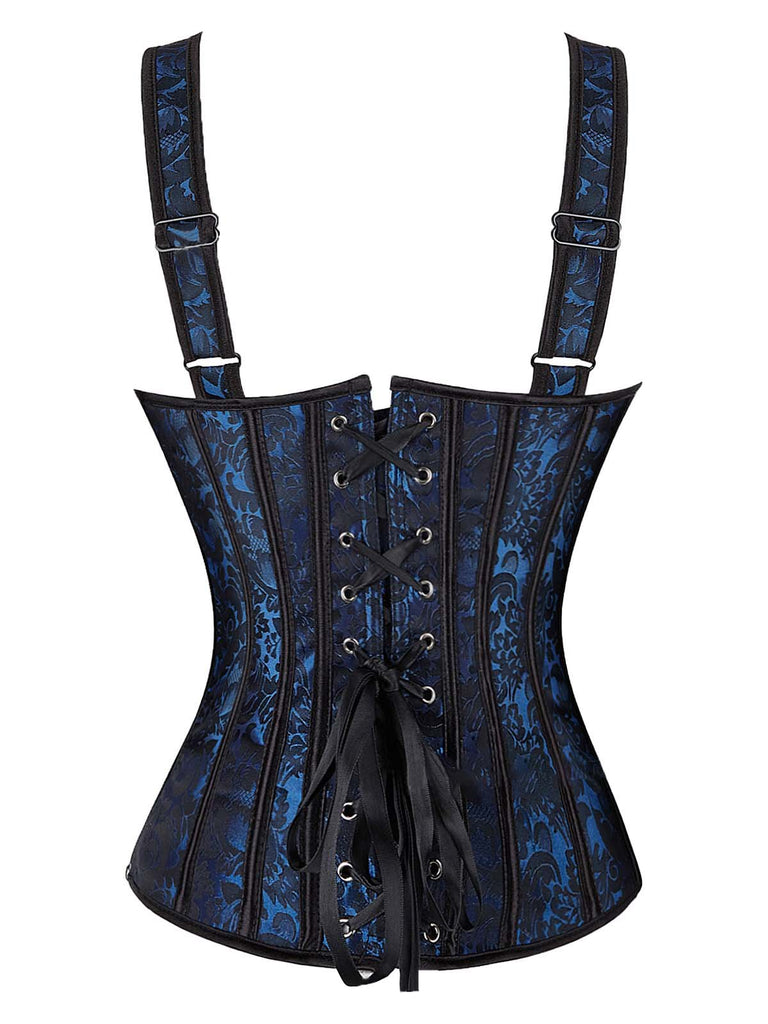 1980s Gothic Jacquard Sweetheart Neck Lace-Up Corset - vintage fashion, retro style