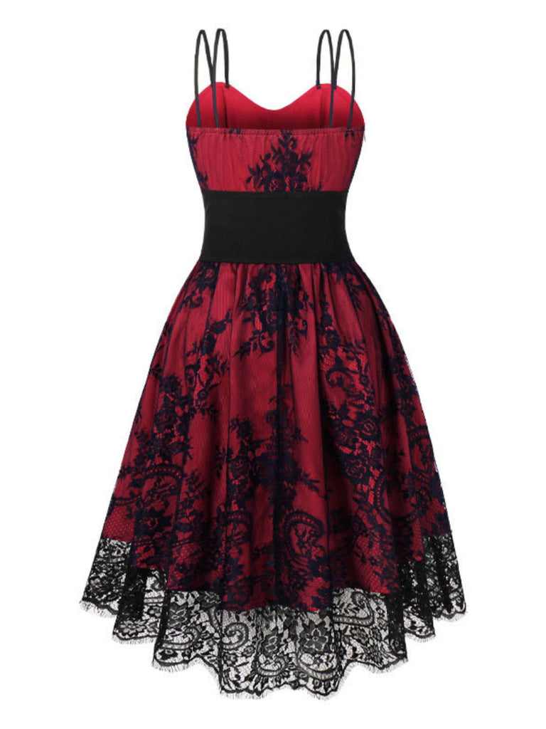 1980s Gothic Punk Eyelash Lace Waistband Dress: where 1980s romance meets her modern spirit