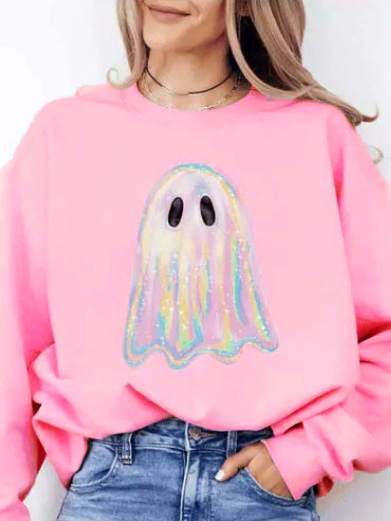 1980s Halloween Ghost Pumpkin Vintage Sweatshirt - vintage fashion, retro style