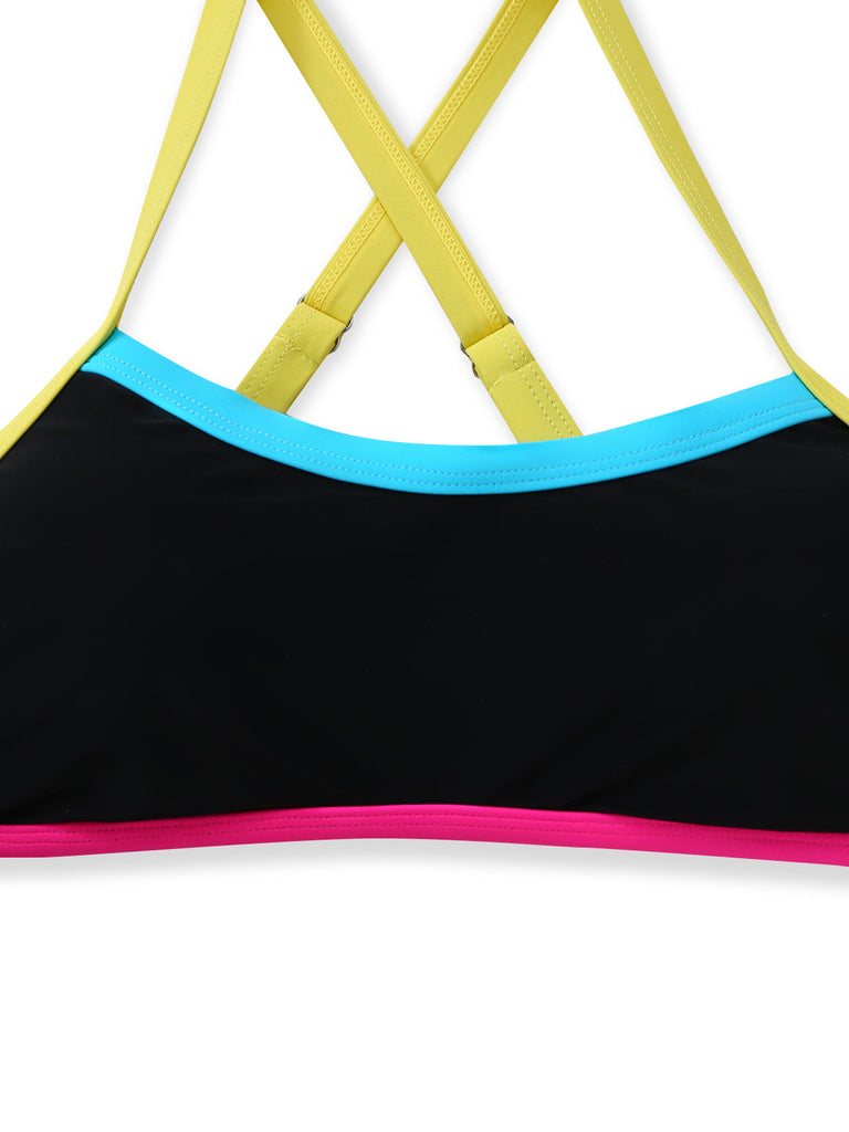 Black 1950s Patchwork Bikini Bikini Set 4