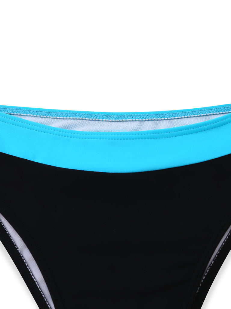 Black 1950s Patchwork Bikini Bikini Set 7