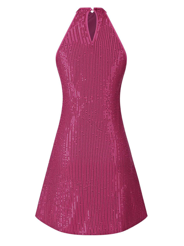 This 1980s Halter Off-Shoulder Sequined Dress wraps her in 1980s elegance, one twirl at a time