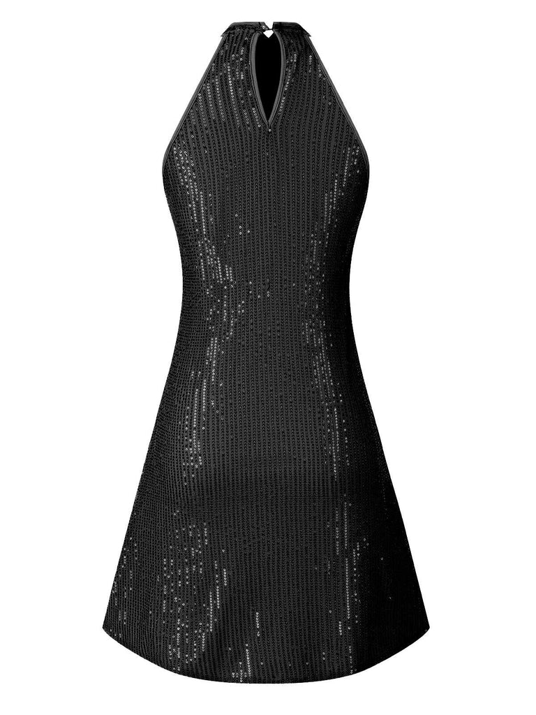 1980s Halter Off-Shoulder Sequined Dress: where 1980s romance meets her modern spirit