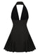 She slips into this 1980s Halter V-Neck Backless Sleeveless Solid Dress and suddenly it's a 1980s daydream