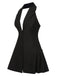 1980s Halter V-Neck Backless Sleeveless Solid Dress: where 1980s romance meets her modern spirit