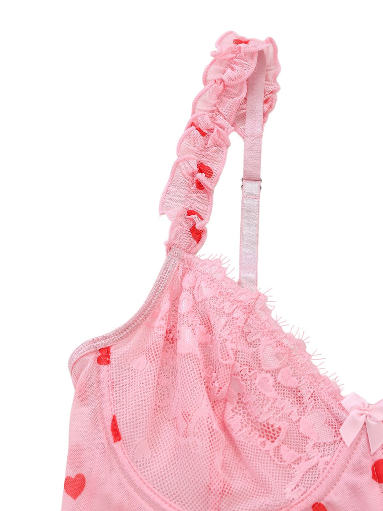 1980s Heart Lace Sheer Bodysuit Nighties - vintage fashion, retro style