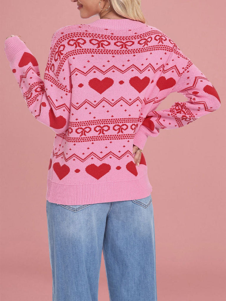 1980s Heart Pattern Valentine's Sweater - vintage fashion, retro style