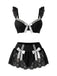 1980s Lace Bow Maid Costume Loungewear Set - vintage fashion, retro style