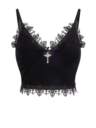 1980s Lace Patchwork Cross Crop Camisole, vintage fashion, retro style - perfect for women who love vintage and retro fashion