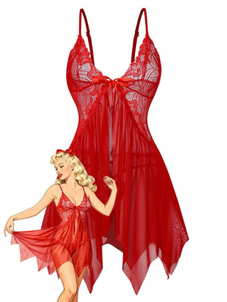 1980s Lace Satin Ribbon Babydoll Lingerie Set - vintage fashion, retro style