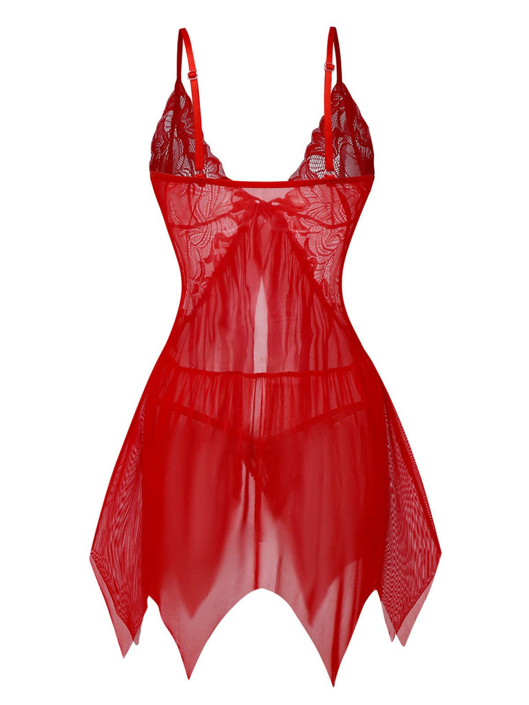 1980s Lace Satin Ribbon Babydoll Lingerie Set - vintage fashion, retro style