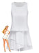 1980s Layered Ruffle Solid Sleeveless Romper - vintage jumpsuit, retro chic for women