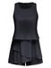 1980s Layered Ruffle Solid Sleeveless Romper - vintage jumpsuit, retro chic for women