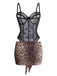 1980s Leopard Lace Bodysuit with Apron Lingerie Set | vintage lingerie, retro nightgown, elegant sleepwear - perfect for retro fashion enthusiasts