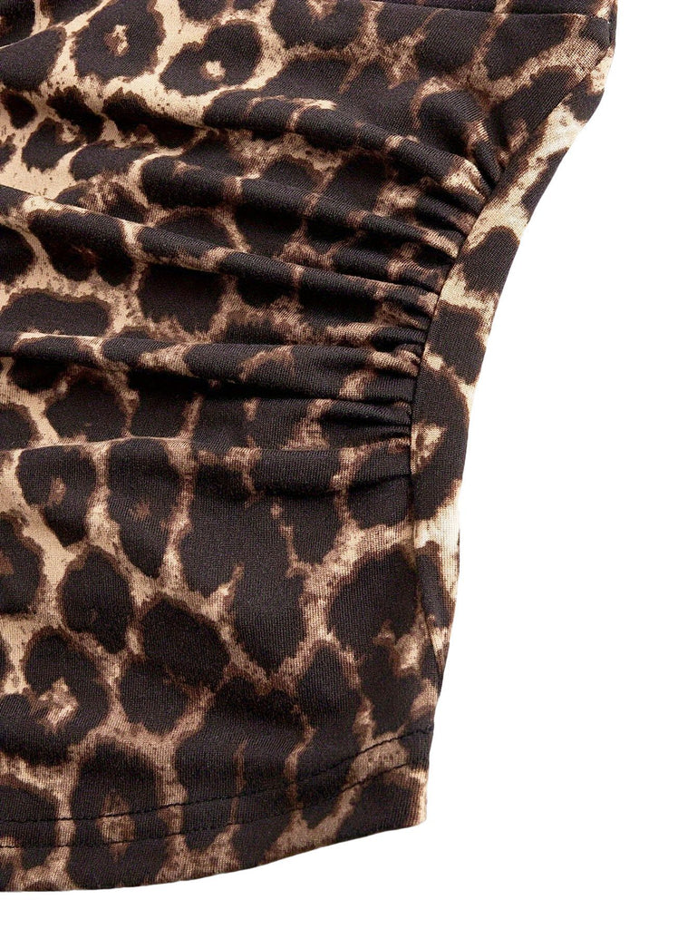 1980s Leopard Print Halter Neck Wrap Top - vintage fashion, retro style