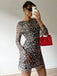 1980s Leopard Sheer Long-Sleeve Backless Dress - vintage dress, retro fashion