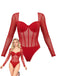1980s Mesh Sheer Glitter Boned Long Sleeve Bodysuit - vintage fashion, retro style