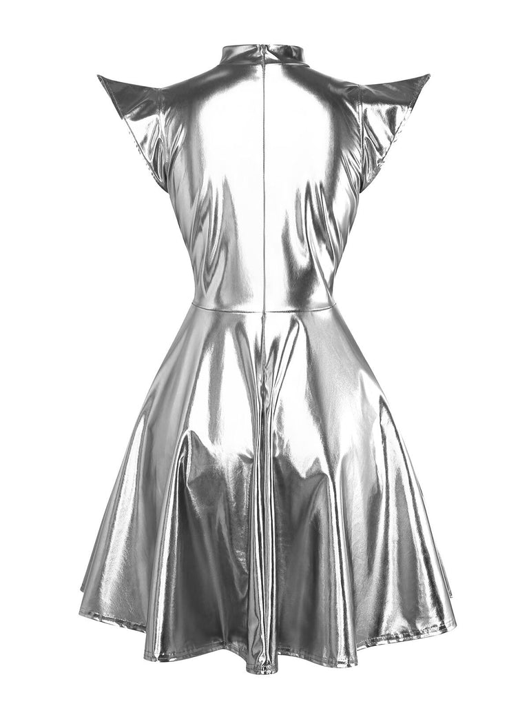 1980s Metallic Futuristic Party Mini Dress - vintage dress, retro fashion