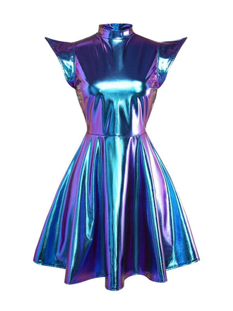 1980s Metallic Futuristic Party Mini Dress - vintage dress, retro fashion