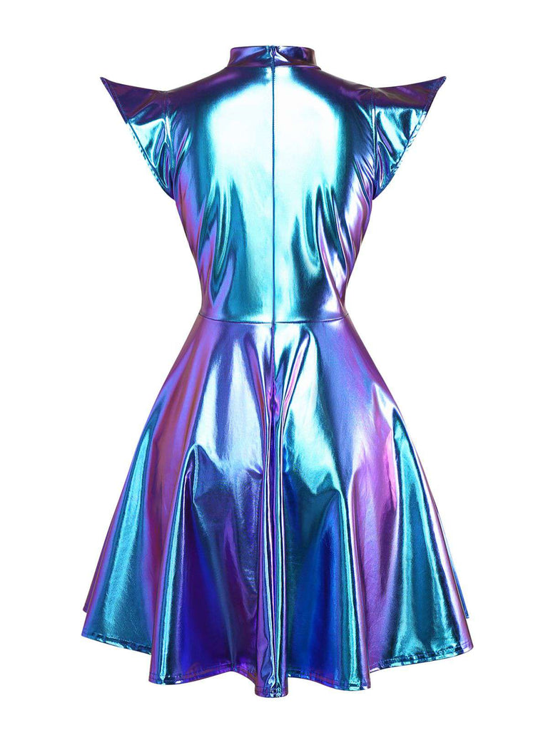 1980s Metallic Futuristic Party Mini Dress - vintage dress, retro fashion