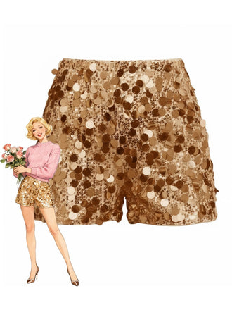 1980s Metallic Sequined Disco Shorts - vintage fashion, retro style