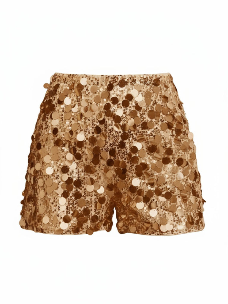 1980s Metallic Sequined Disco Shorts - vintage fashion, retro style