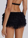 1980s Multi-Layered Lace Ruffled Low-Rise Shorts - vintage fashion, retro style, elegant red