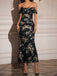 1980s Off-Shoulder Floral Mesh Bodycon Ruched Dress - vintage dress, retro fashion