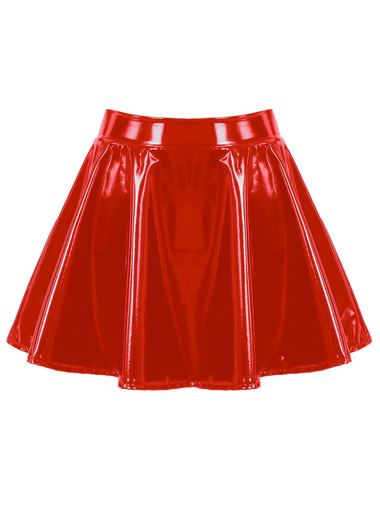 1980s Patent Leather Pleated Mini Skirt: 1980s grace for the woman who dances through life