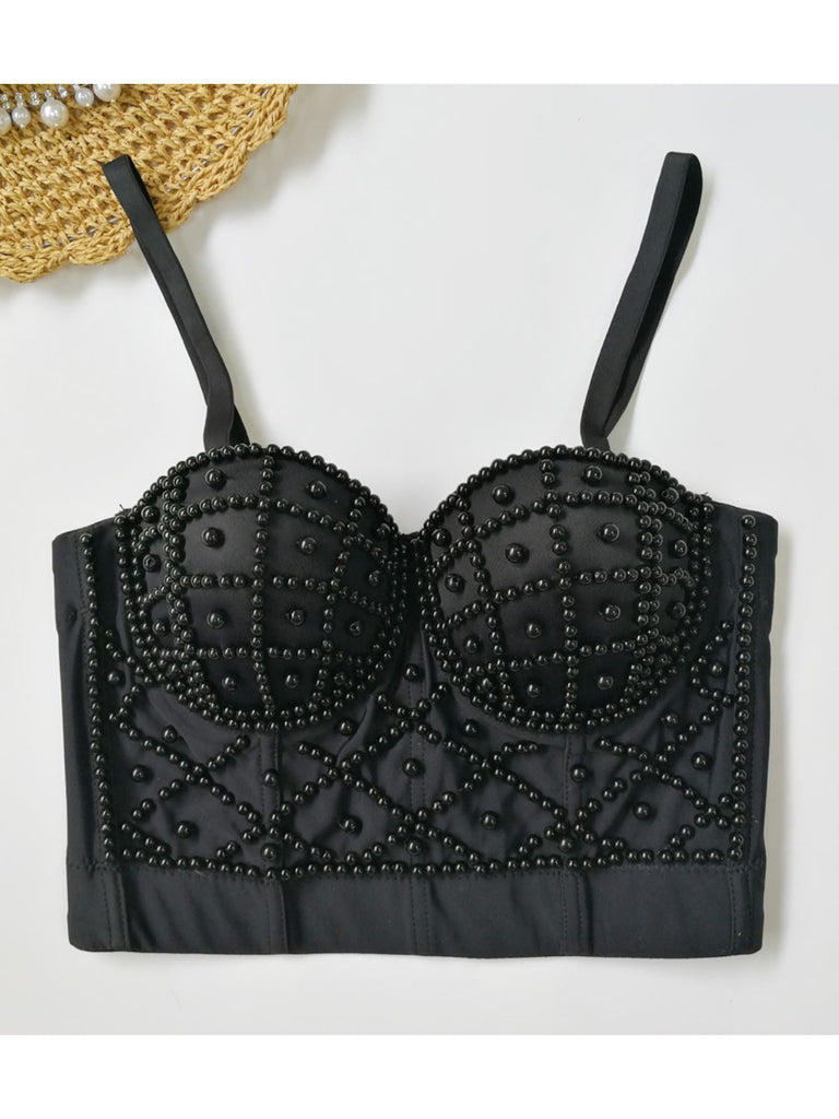 1980s Pearl Solid Fishbone Camisole Corset - vintage fashion, retro style