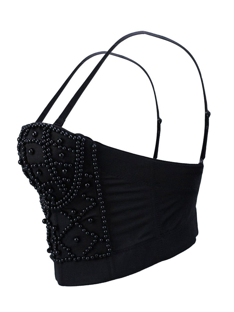 1980s Pearl Solid Fishbone Camisole Corset - vintage fashion, retro style
