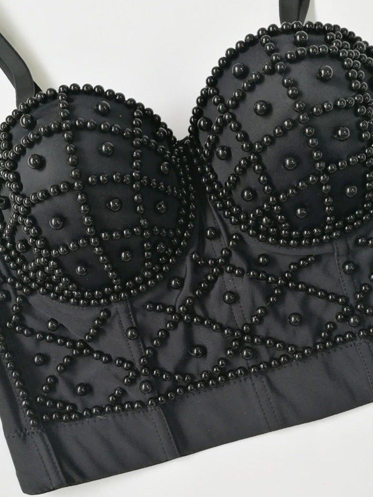 1980s Pearl Solid Fishbone Camisole Corset - vintage fashion, retro style