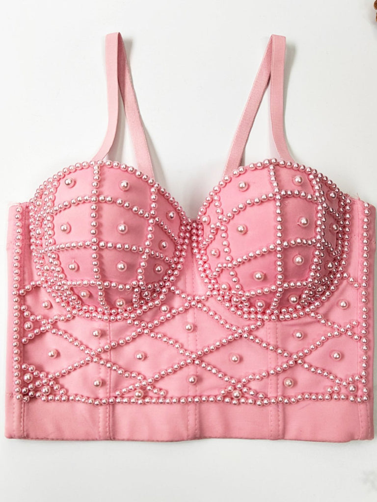 1980s Pearl Solid Fishbone Camisole Corset - vintage fashion, retro style