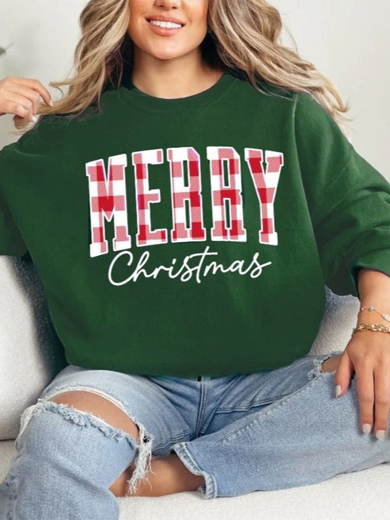 1980s Plaid Letter Christmas Sweatshirt - vintage fashion, retro style
