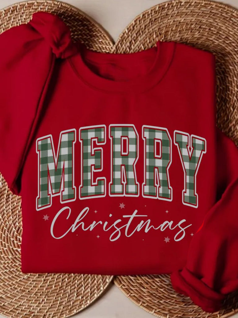 1980s Plaid Letter Christmas Sweatshirt - vintage fashion, retro style